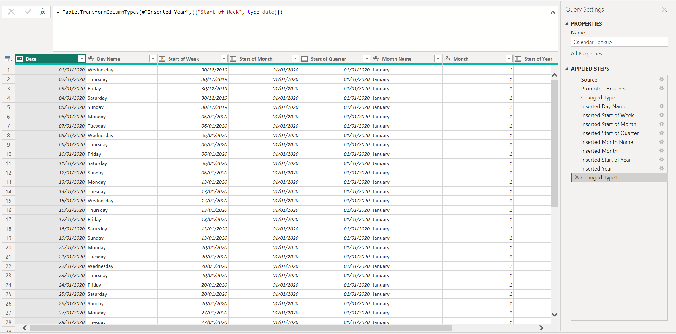 Calendar Table in Power Query — Placeholder